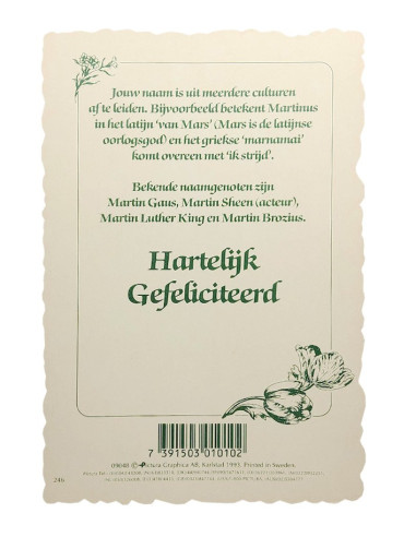 Vintage-Blumenpostkarte mit Vornamen - Martin