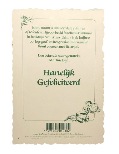 Vintage flower postcard with first name - Martine