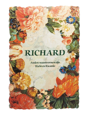 Vintage flower postcard with first name - Richard