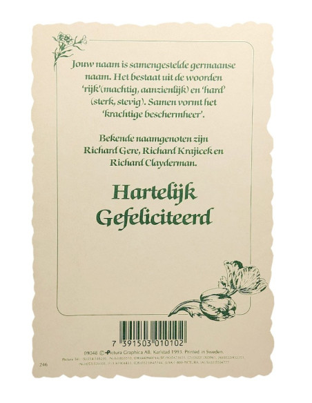 Postal floral vintage con nombre - Richard