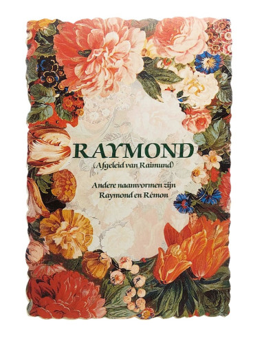 Vintage-Blumenpostkarte mit Vornamen - Raymond
