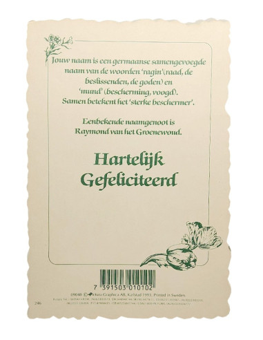 Vintage-Blumenpostkarte mit Vornamen - Raymond