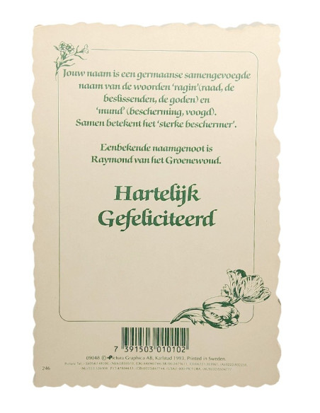 Vintage-Blumenpostkarte mit Vornamen - Raymond