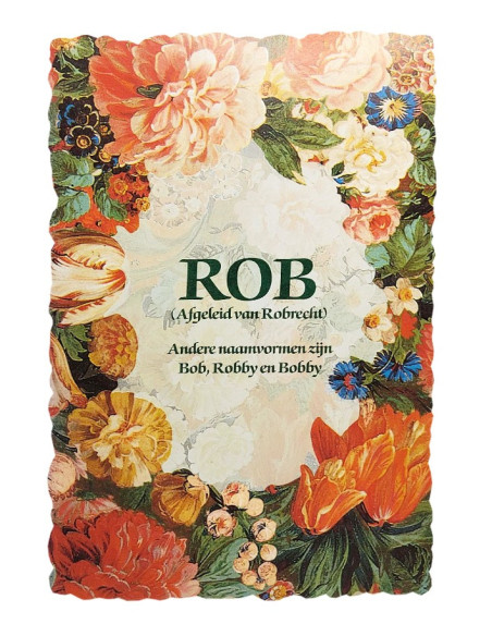 Postal floral vintage con nombre - Rob