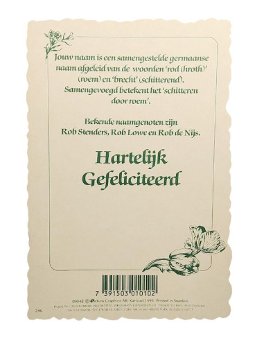 Vintage-Blumenpostkarte mit Vornamen - Rob