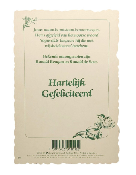 Postal floral vintage con nombre de pila - Ronald