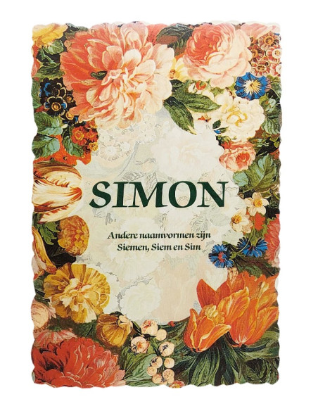 Vintage flower postcard with first name - Simon