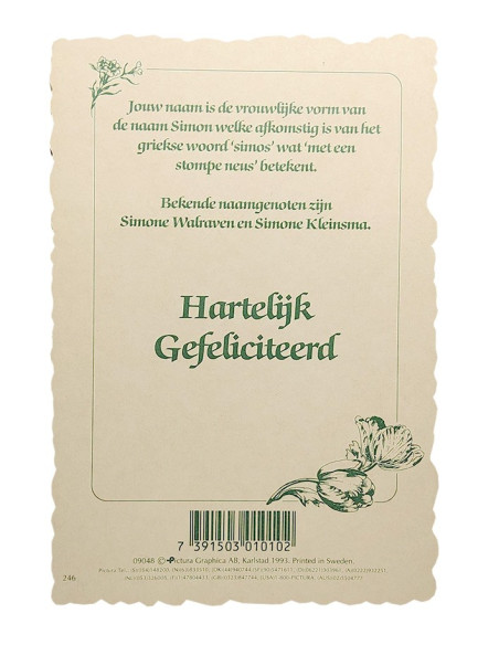 Vintage-Blumenpostkarte mit Vornamen - Simone
