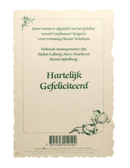 Postal floral vintage con nombre - Stefan