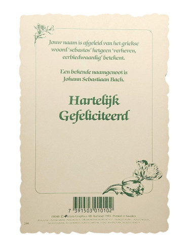 Vintage-Blumenpostkarte mit Vornamen - Sebastiaan