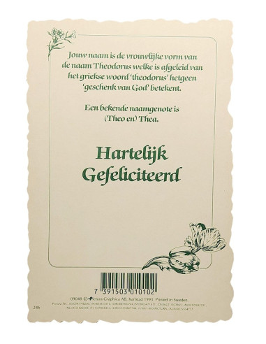 Vintage-Blumenpostkarte mit Namen - Thea