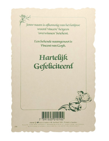 Vintage flower postcard with first name - Vincent