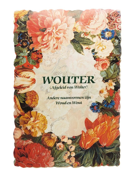 Cartolina floreale d'epoca con nome di battesimo - Wouter