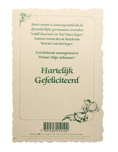 Vintage flower postcard with first name - Wouter