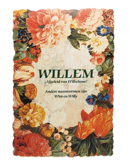 Vintage-Blumenpostkarte mit Vornamen - Willem