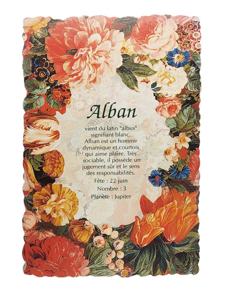 Carte postale fleurie vintage avec prénom - Alban