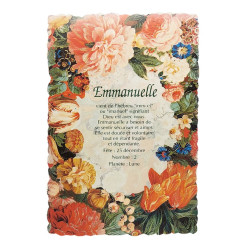 Carte postale fleurie vintage avec prénom - Emmanuelle