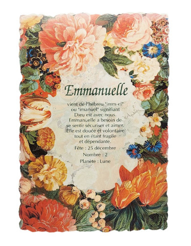 Vintage-Blumenpostkarte mit Vornamen - Emmanuelle