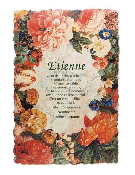 Vintage floral postcard with first name - Etienne
