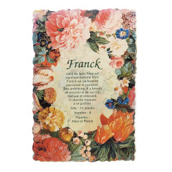 Vintage ansichtkaart met bloemenmotief en voornaam - Franck