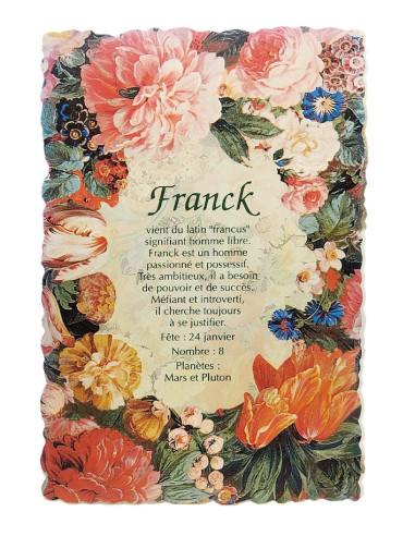 Vintage floral postcard with first name - Franck