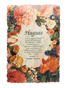 Postal floral vintage con nombre - Hughes