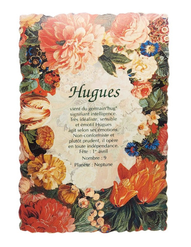 Vintage bloemen ansichtkaart met naam - Hughes