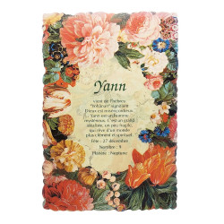 Postal floral vintage con nombre - Yann