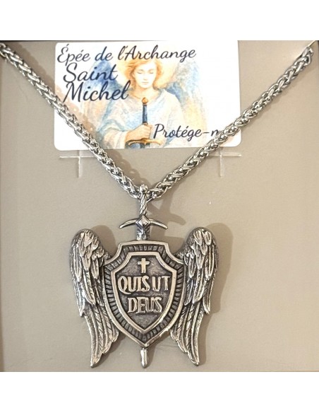 Collar de acero inoxidable con la espada de San Miguel - Collar protector
