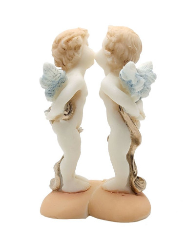 Alabaster Angel Statue - Loving Kiss on Heart Base (18 cm)