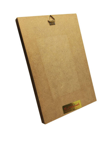 Houten wandplaquette met vintage illustratie van M.J. Hummel