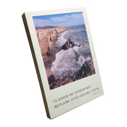 Wooden wall plaque - Psalm 119:140 - Cliffs and sea