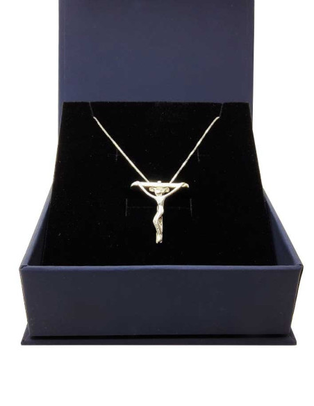Modern kruisbeeld van 925 sterling zilver met ketting – 20 x 25 mm