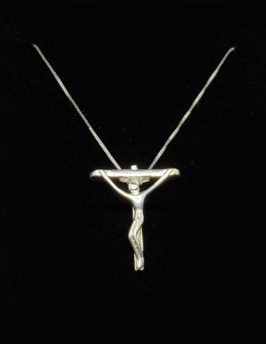 Modern kruisbeeld van 925 sterling zilver met ketting – 20 x 25 mm