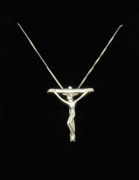 Modern kruisbeeld van 925 sterling zilver met ketting – 20 x 25 mm