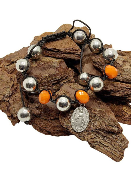 Bracciale Shamballa con Medaglia Miracolosa - Arancione