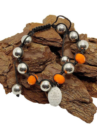 Shamballa Bracelet with Miraculous Medal - Orange