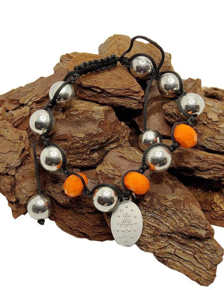 Bracciale Shamballa con Medaglia Miracolosa - Arancione
