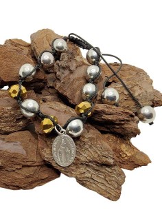 Shamballa Bracelet with Miraculous Medal - Gold
