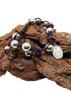 Shamballa-Armband mit Wundertätiger Medaille - Opak-Mauve