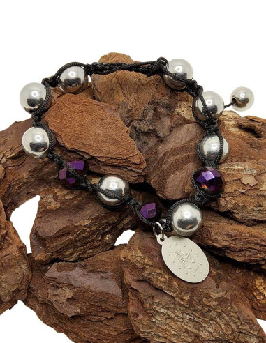 Shamballa-Armband mit Wundertätiger Medaille - Opak-Mauve
