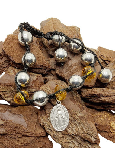 Shamballa-Armband mit Wundertätiger Medaille - Gelb