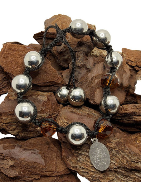 Shamballa Armband met Wonderdadige Medaille - Bruin