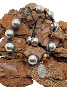 Pulsera Shamballa con Medalla Milagrosa - Marrón