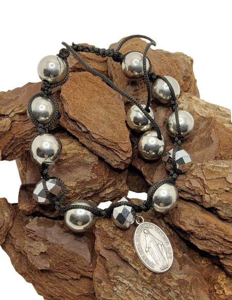 Bracciale Shamballa con Medaglia Miracolosa - Argento