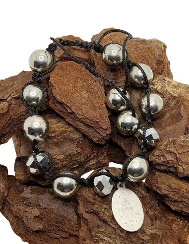 Shamballa Bracelet with Miraculous Medal - Silver