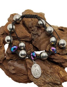 Shamballa Bracelet with Miraculous Medal - Multicolor