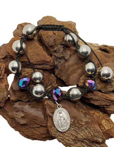 Shamballa Bracelet with Miraculous Medal - Multicolor