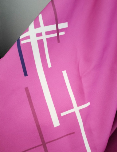 Loose-fitting modern-style mauve chasuble - polyester