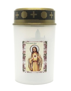LED-Kerze mit dem Heiligen Herzen Jesu - Friedhofskerze
